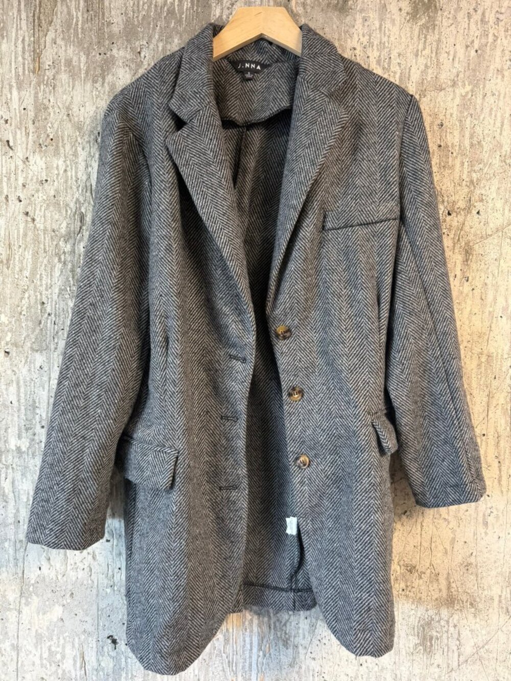 J.NNA Women's Lace-Up Back Herringbone Blazer Jacket Size S